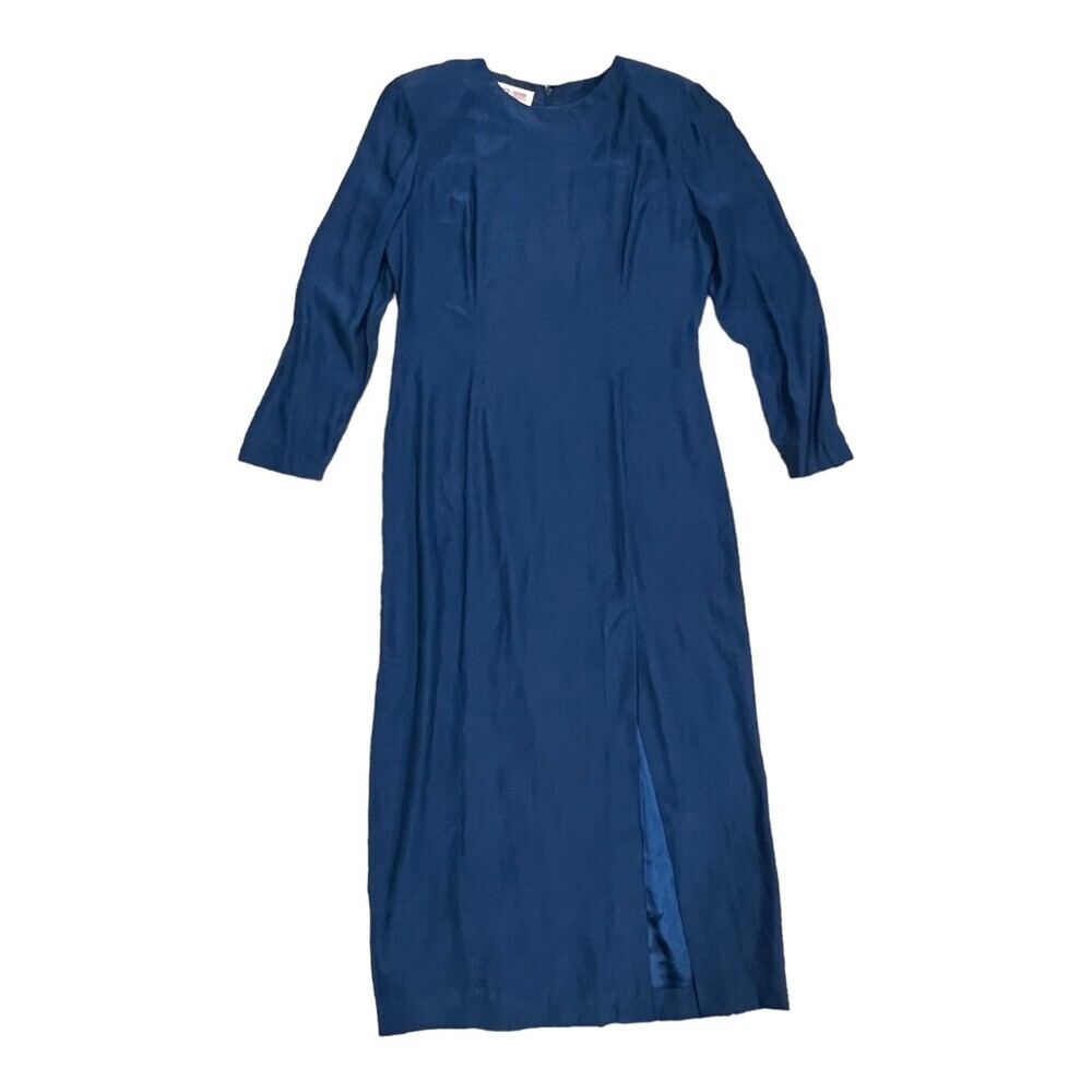 Maggy London Vintage Blue Front Slit Silk Maxi Dress 12
